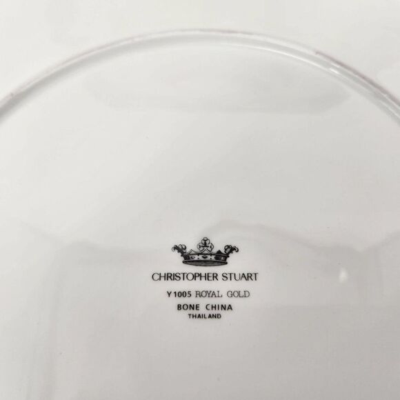 Christopher Stuart Cake Platter w/Server Royal Gold Bone China Cookie Plate - Picture 9 of 10